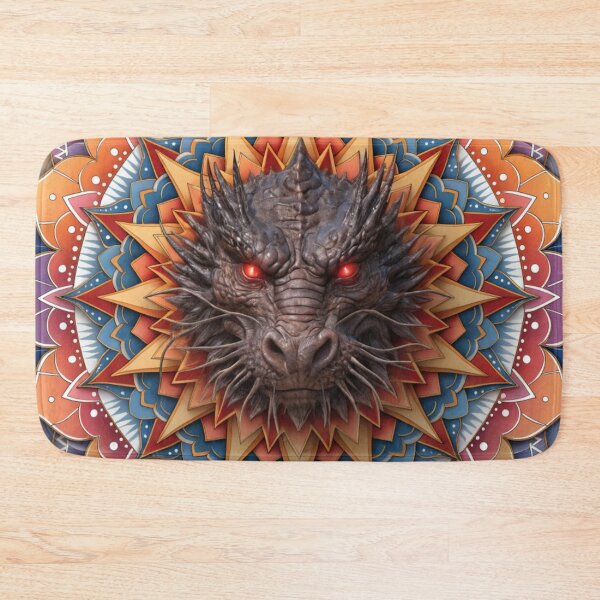 Item preview, Intricate Dragon Mandala – Detailed Black and Grey Floral Dragon Mandala Design designed and sold by Anime9122.