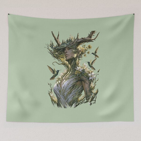 Item preview, Forest Goddess with Hummingbirds designed and sold by MythicMood.