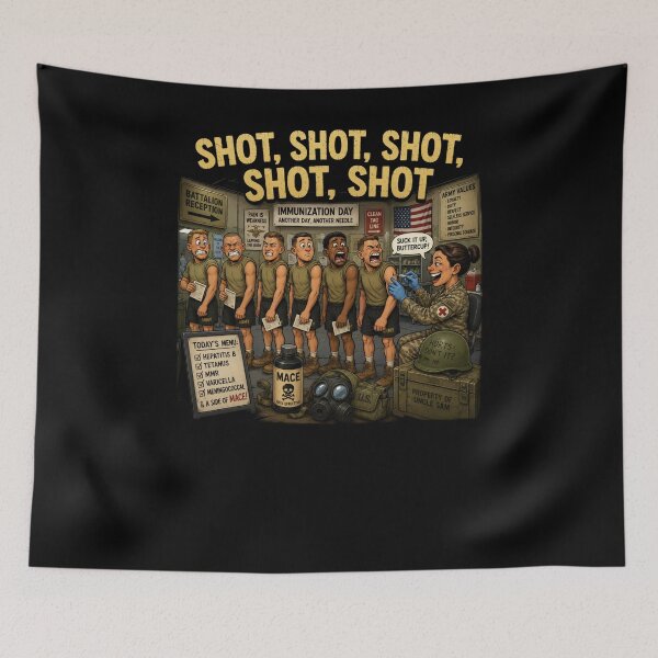 Item preview, Military Immunization Day | Funny Boot Camp Shot Shot Shot designed and sold by Dad Duty Designs.