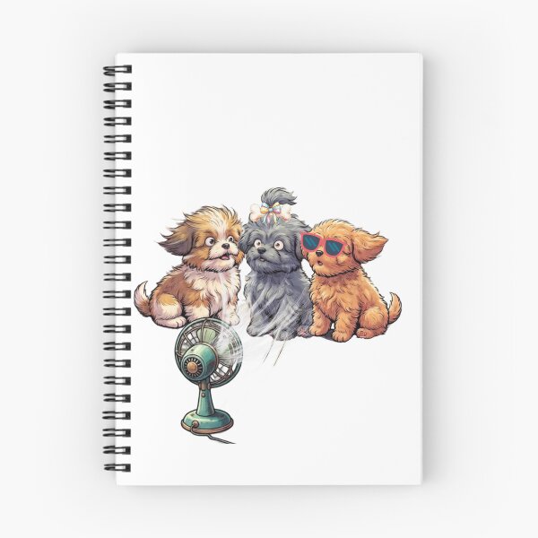 Item preview, Cute Summer Puppies Shih Tzu and Poodle Mixes Cooling Off with Vintage Fan  designed and sold by VibranPalette.