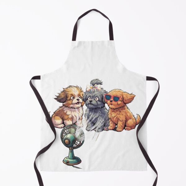 Item preview, Cute Summer Puppies Shih Tzu and Poodle Mixes Cooling Off with Vintage Fan designed and sold by VibranPalette.