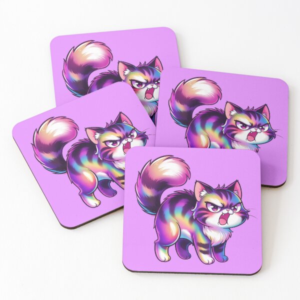 Item preview, Angry Iridescent Cat Sticker designed and sold by BeetleyBee.