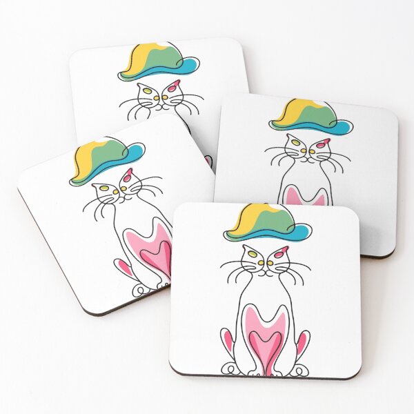 Item preview, Quirky Cat with Colorful Hat - Whimsical Heart Cat Art designed and sold by Outlet Raloel.