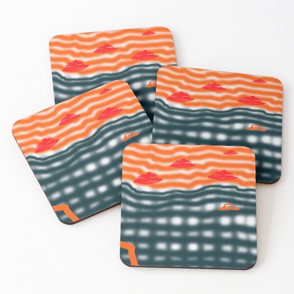Item preview, Aquatic Horizon - Abstract Blurred Orange and Teal Grid Painting designed and sold by Marsailhe Milward.