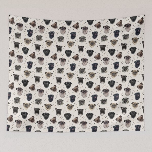 Item preview, Pug Love, pug portraits with hearts designed and sold by saint-shores.