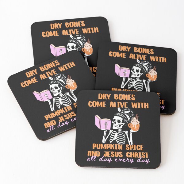 Item preview, Halloween Skeleton Jesus Christ and Pumpkin Spice Coffee Dry Bones Come Alive Ezekiel 37: 4-5 designed and sold by Forevermore.