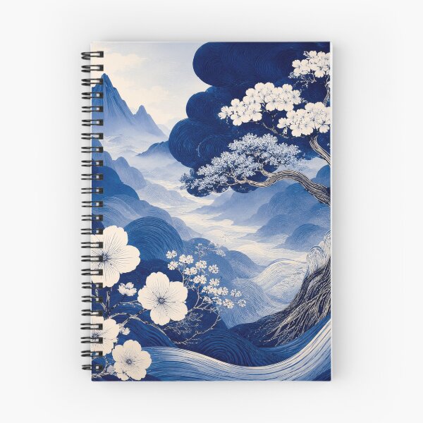 Item preview, Indigo Japanese Mountain-Scape designed and sold by WeaveSphere.