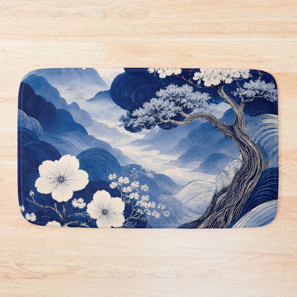 Item preview, Indigo Japanese Mountain-Scape designed and sold by WeaveSphere.