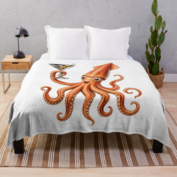 Item preview, Funny Squid Martini Ocean Cocktail Nautical Summer Marine Artwork Main Tag Squid Martini designed and sold by bilal sibgui.