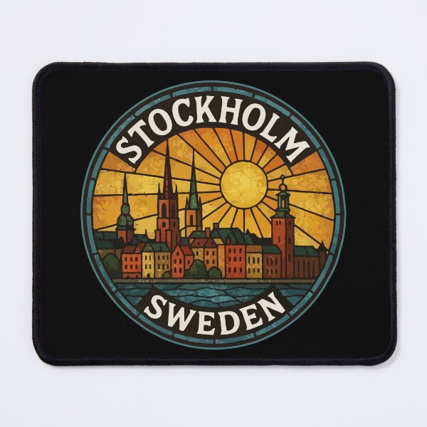 Item preview, Stockholm City Sweden Stained Glass Europe Travel designed and sold by TomFrontierArt.