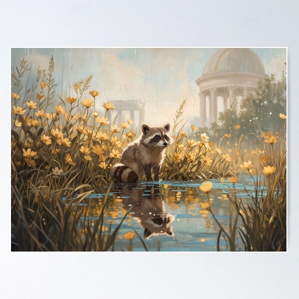 Item preview, Raccoon in Flower Pond designed and sold by Anatolii_Kys.