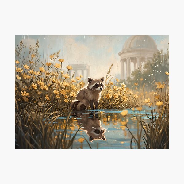 Item preview, Raccoon in Flower Pond designed and sold by Anatolii_Kys.