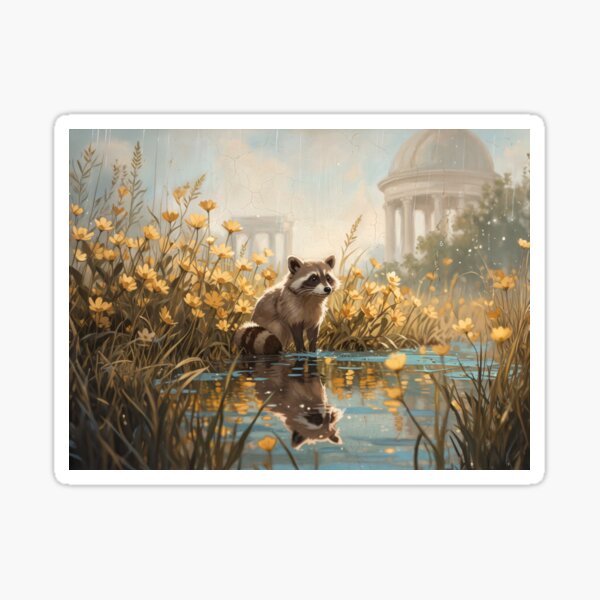Item preview, Raccoon in Flower Pond designed and sold by Anatolii_Kys.