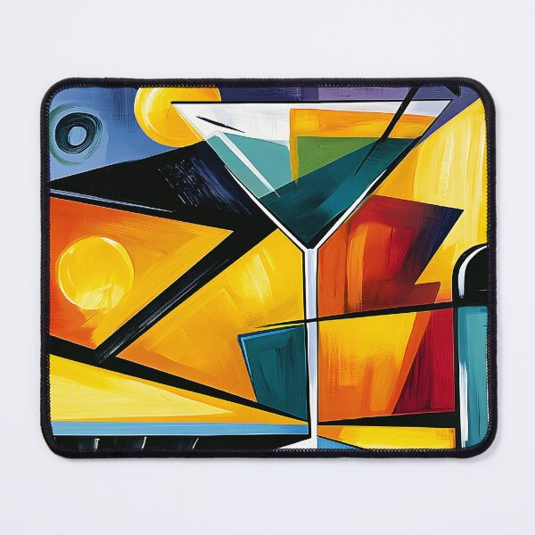 Item preview, Cubist Cocktail Elegance with Vibrant Geometric Shapes and Modern Abstract Bar Inspired Wall Art designed and sold by OlfactoART Studio.