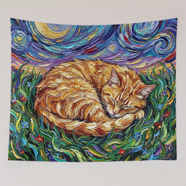 Item preview, Sleepy Orange Tabby Night designed and sold by AjaTrier.