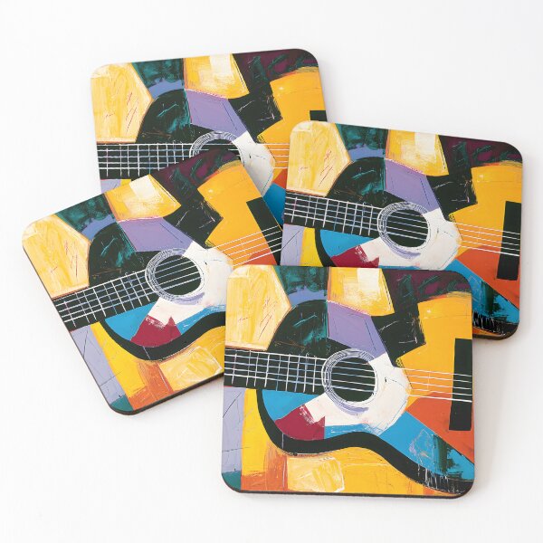 Item preview, Acoustic Guitar Symphony in Bold Geometric Colors and Contemporary Abstract Music Inspired Wall Art designed and sold by OlfactoART Studio.