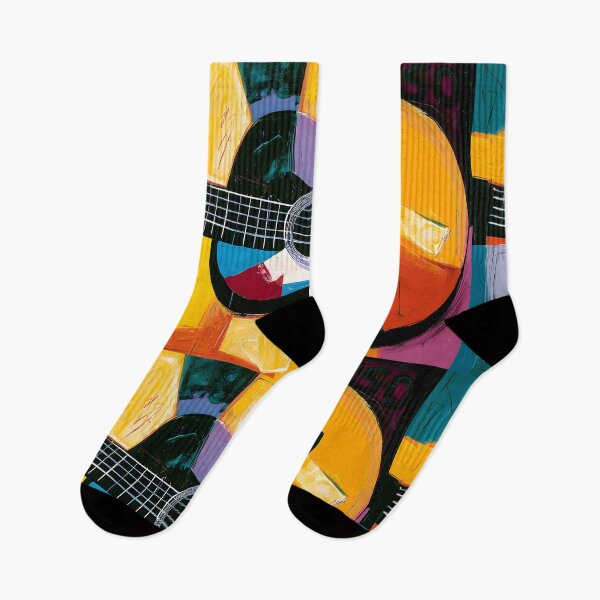 Item preview, Acoustic Guitar Symphony in Bold Geometric Colors and Contemporary Abstract Music Inspired Wall Art designed and sold by OlfactoART Studio.