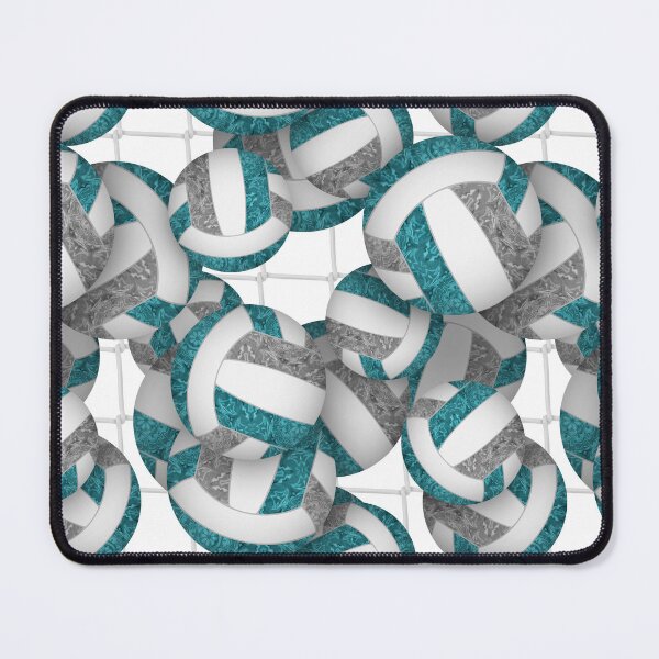 Item preview, Teal & gray girly volleyballs pattern with net accent designed and sold by katzdzynes.