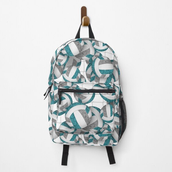 Item preview, Teal & gray girly volleyballs pattern with net accent designed and sold by katzdzynes.