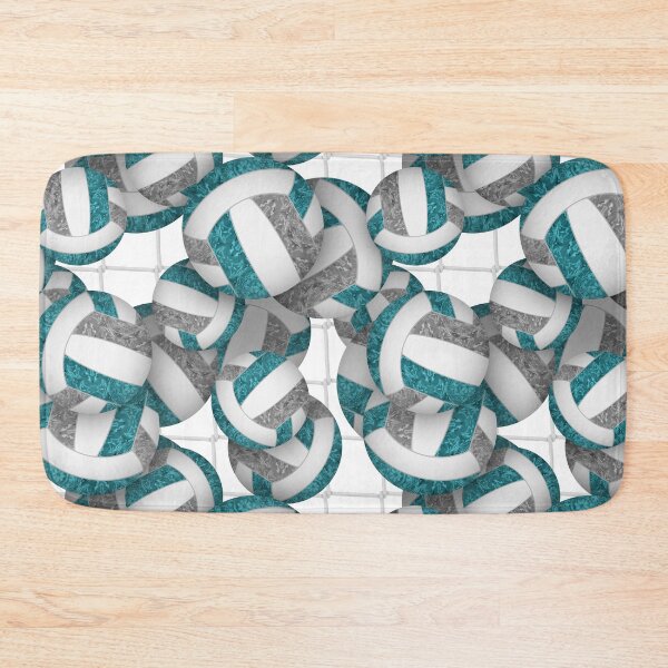 Item preview, Teal & gray girly volleyballs pattern with net accent designed and sold by katzdzynes.