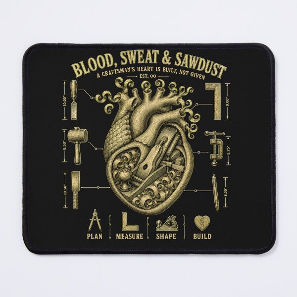 Item preview, Blood Sweat and Sawdust Woodworker Heart designed and sold by OakIronStudio.