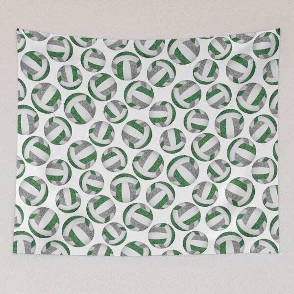 Item preview, Girly volleyballs pattern with green & gray team colors  designed and sold by katzdzynes.