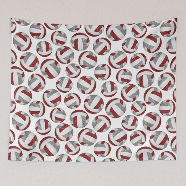 Item preview, Girly volleyballs pattern with maroon & gray team colors  designed and sold by katzdzynes.