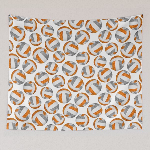 Item preview, Girly volleyballs pattern with orange & gray team colors  designed and sold by katzdzynes.