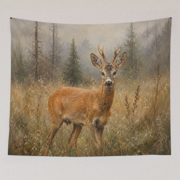 Item preview, Roe Buck in the Mist – Hand Painted Oil Style Wildlife Art designed and sold by TammyHunterArt.