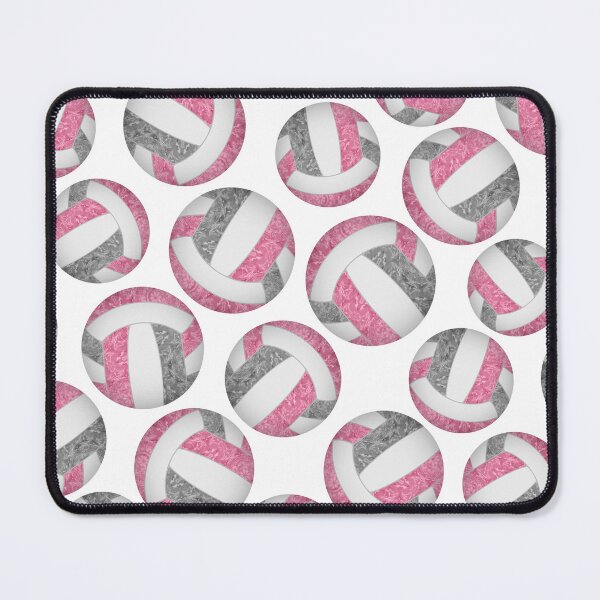 Item preview, Girly volleyballs pattern with pink & gray team colors  designed and sold by katzdzynes.