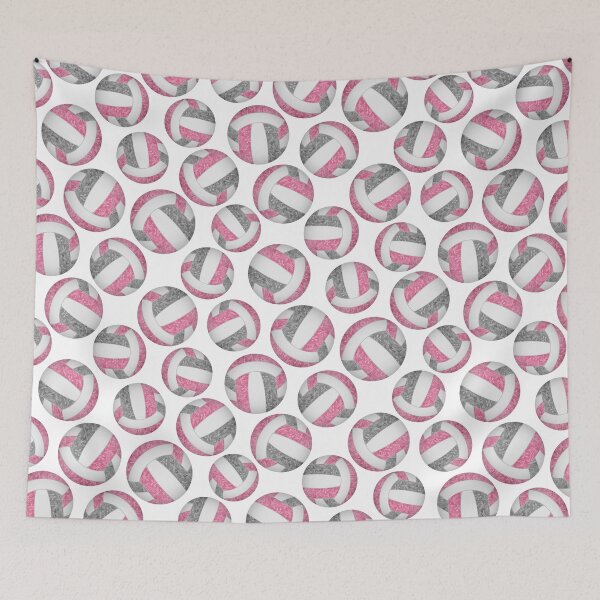 Item preview, Girly volleyballs pattern with pink & gray team colors  designed and sold by katzdzynes.