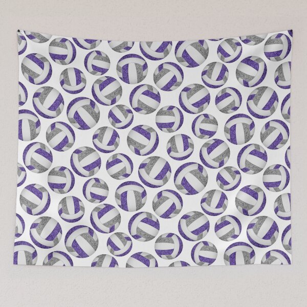 Item preview, Girly volleyballs pattern with purple & gray team colors  designed and sold by katzdzynes.