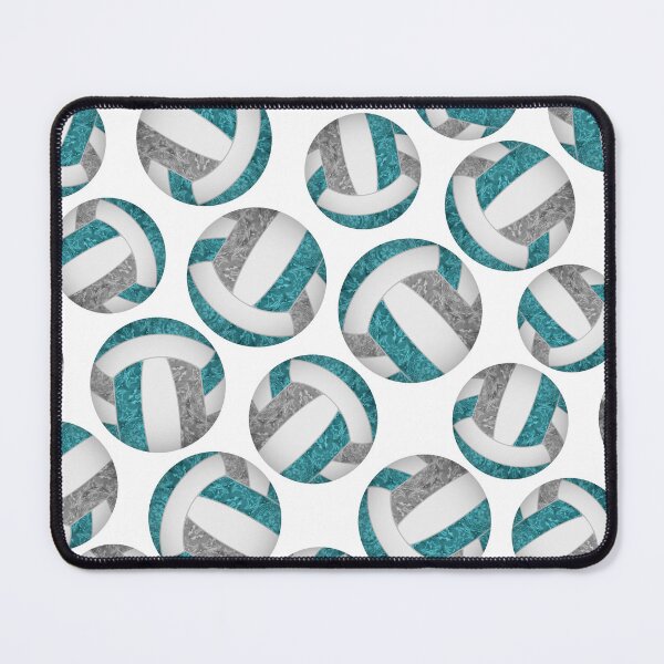 Item preview, Girly volleyballs pattern with teal & gray team colors designed and sold by katzdzynes.