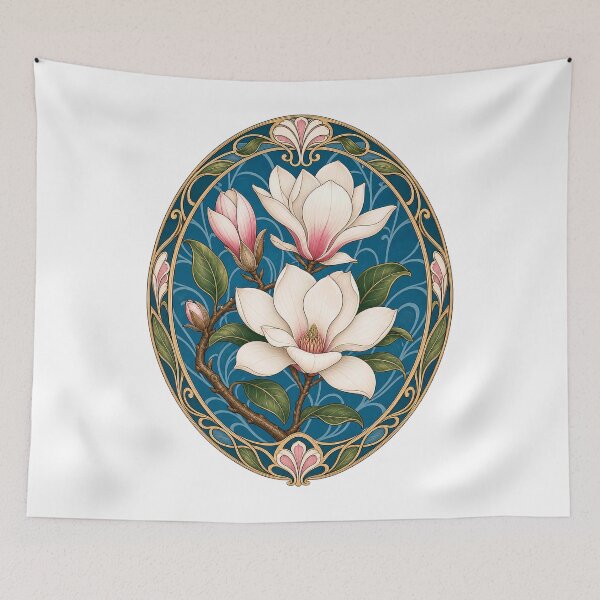 Item preview, Elegant Art Nouveau Magnolia Floral Bloom Design designed and sold by AntiqueImages.