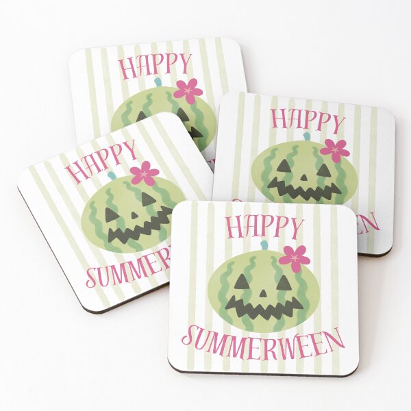 Item preview, Happy Summerween Watermelon Jack O Lantern with Pink Flower Watercolour Stripes designed and sold by winterpumpkin.