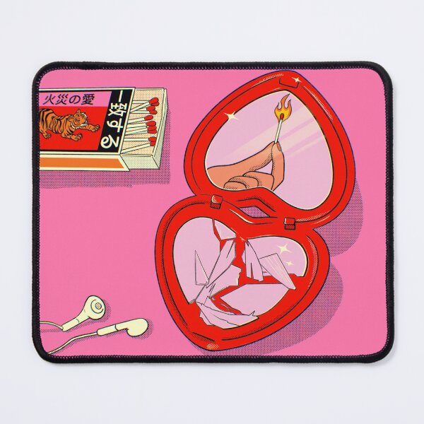 Item preview, Burning match & Broken Heart Mirror Pop Surreal Art designed and sold by sunnivamla.