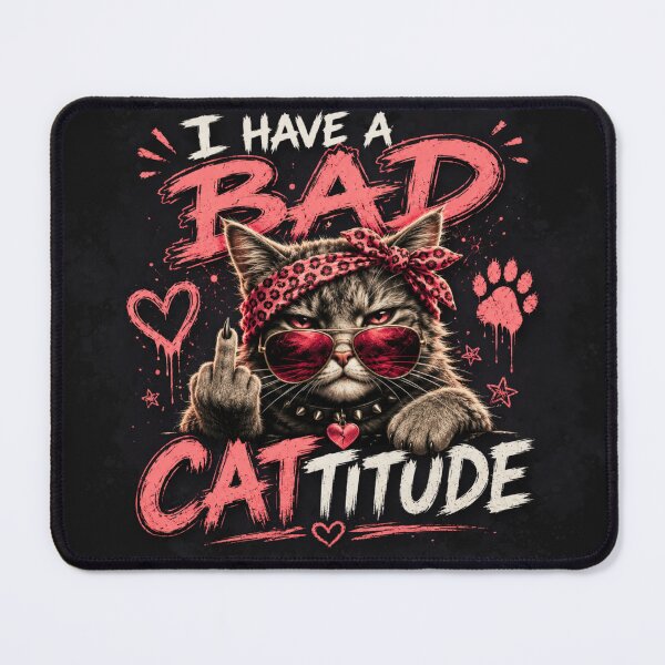 Item preview, I Have a Bad Cattitude (middle finger) designed and sold by Soundpups.