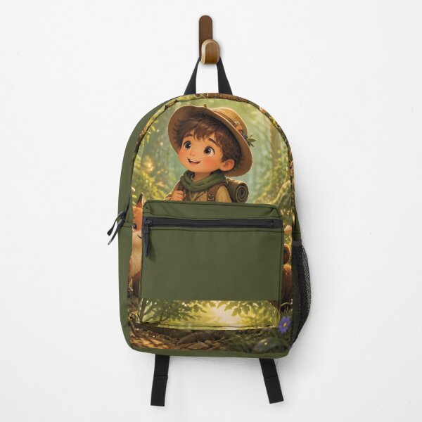Item preview, Boy Explorer in Magical Forest with Woodland Friends designed and sold by Lucia Amaris Art.