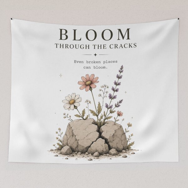 Item preview, Self Growth Botanical Art | Bloom Through the Cracks | Inspirational Floral Design designed and sold by Desvyn.