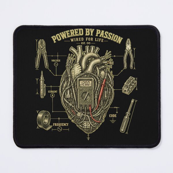 Item preview, Powered by Passion Vintage Electrician Heart designed and sold by OakIronStudio.