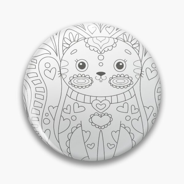 Item preview, Whimsical Cat Fabric Coloring Template designed and sold by Raloel Art.