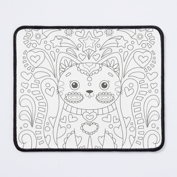 Item preview, Whimsical Cat Fabric Coloring Template designed and sold by Outlet Raloel.