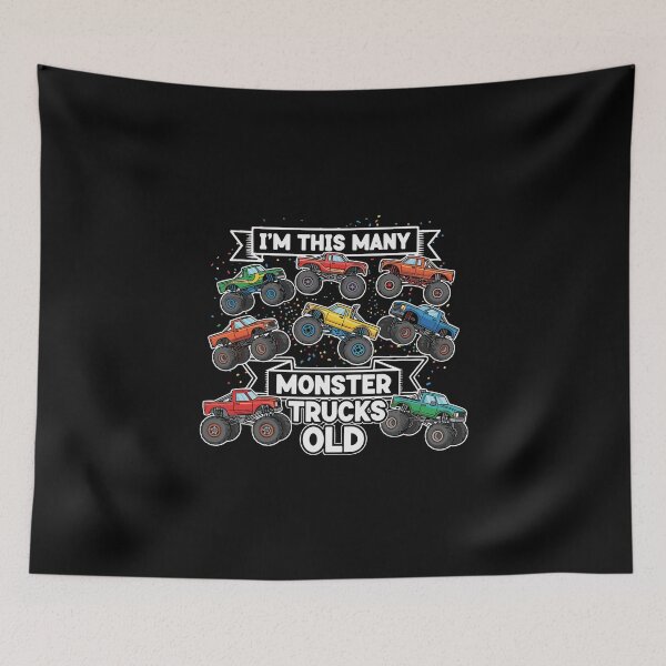 Item preview, I'm This Many Monster Trucks Old Seventh Birthday Boy Girl Kid designed and sold by PopStars1993.
