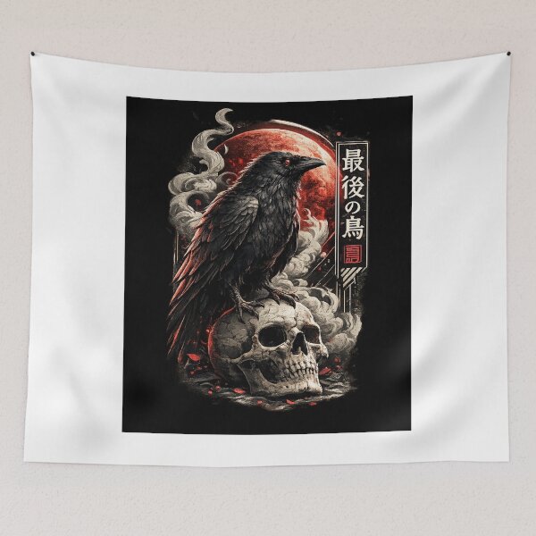 Item preview, The Last Raven | Dark Japanese Streetwear Graphic | Gothic Crow Art designed and sold by TeeVibeHaus.