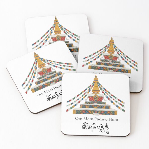 Item preview, Om Mani Padme Hum Mantra with Tibetan Prayer Flags designed and sold by Mermaid's Treasure.