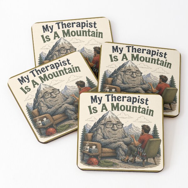 Item preview, My Therapist is a Mountain - rock climber - square designed and sold by AcornAndPebble.