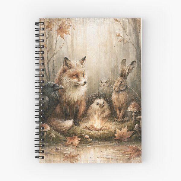 Artikelvorschau, Waldtiere am Lagerfeuer, gemütlicher Fuchs, Hase & Illustrationen von Waldtieren entworfen und verkauft von Tolchik.