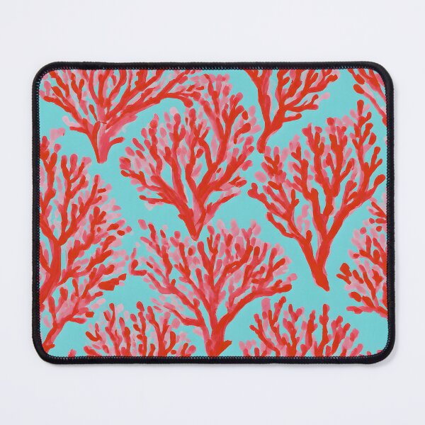 Item preview, Red Coral on turquoise designed and sold by SophieClimaArt.