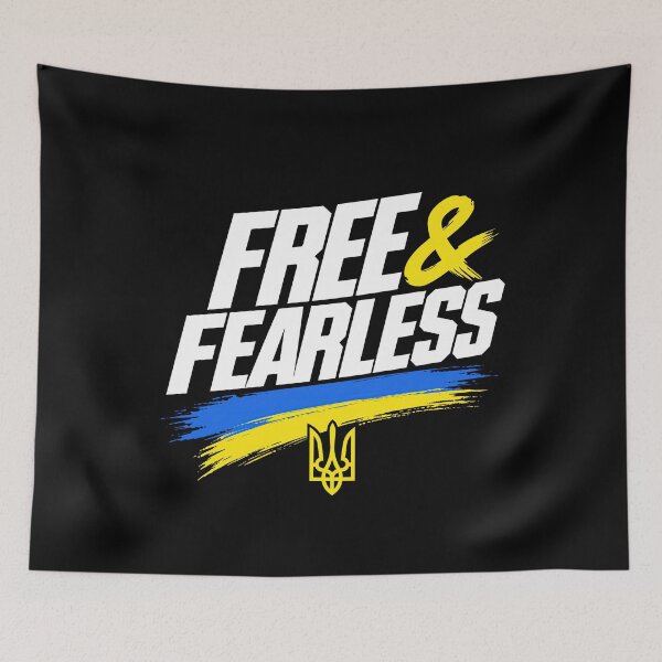 Item preview, Free and Fearless Ukraine Tryzub Brush Stroke designed and sold by ML-Media.