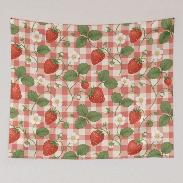 Item preview, Cottagecore Strawberry Gingham Sweet Berry Picnic Repeat designed and sold by StickyGuys.